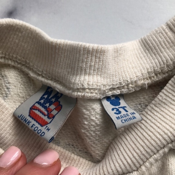 Junk Food X Disney Classic Mickey Mouse Ivory Tee Sweatshirt Unisex Girls 3T - Picture 3 of 7